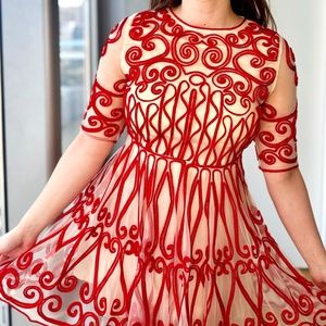 Embroidered Red Dress